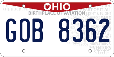 OH license plate GOB8362
