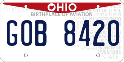OH license plate GOB8420