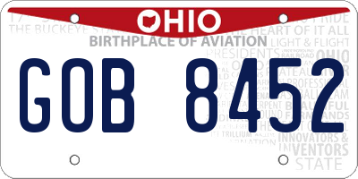 OH license plate GOB8452