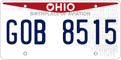 OH license plate GOB8515