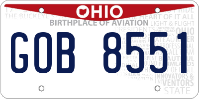 OH license plate GOB8551