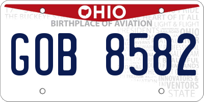 OH license plate GOB8582
