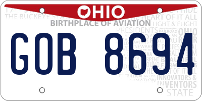 OH license plate GOB8694