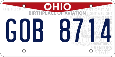 OH license plate GOB8714