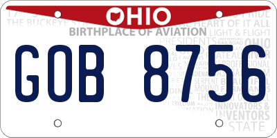 OH license plate GOB8756