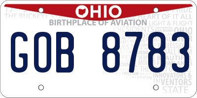 OH license plate GOB8783