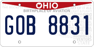 OH license plate GOB8831