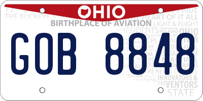 OH license plate GOB8848