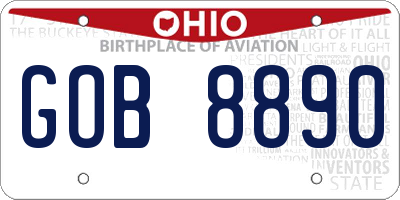 OH license plate GOB8890