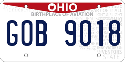 OH license plate GOB9018