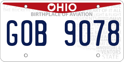 OH license plate GOB9078