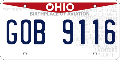 OH license plate GOB9116