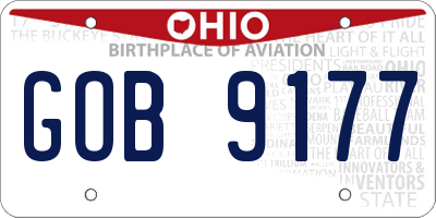 OH license plate GOB9177