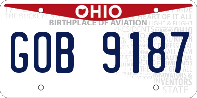 OH license plate GOB9187