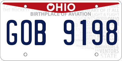 OH license plate GOB9198