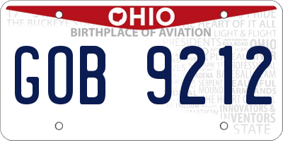 OH license plate GOB9212