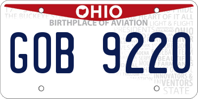 OH license plate GOB9220