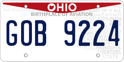 OH license plate GOB9224