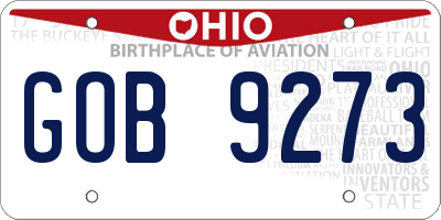 OH license plate GOB9273