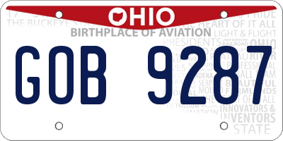 OH license plate GOB9287