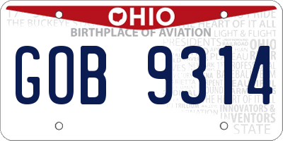 OH license plate GOB9314