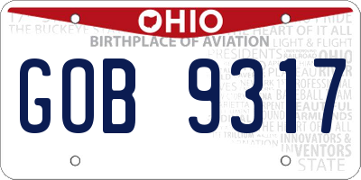 OH license plate GOB9317