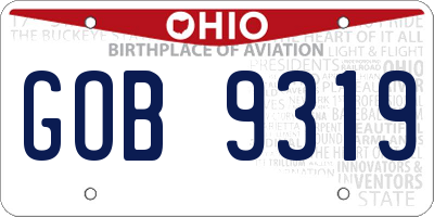 OH license plate GOB9319