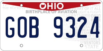 OH license plate GOB9324