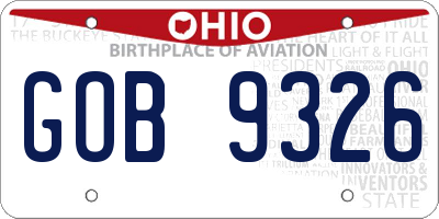 OH license plate GOB9326