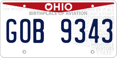 OH license plate GOB9343