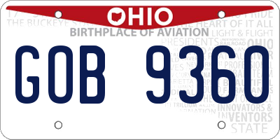 OH license plate GOB9360
