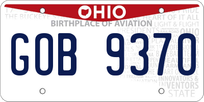 OH license plate GOB9370