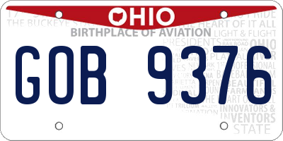 OH license plate GOB9376