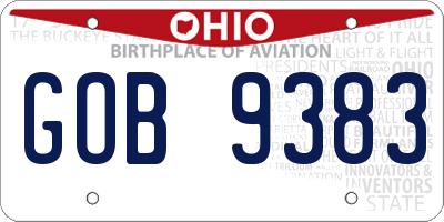 OH license plate GOB9383