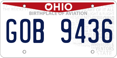 OH license plate GOB9436