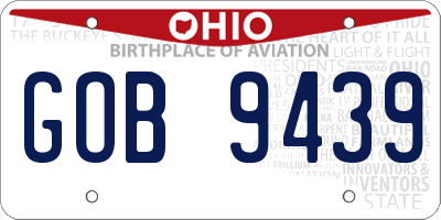 OH license plate GOB9439