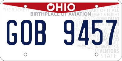 OH license plate GOB9457