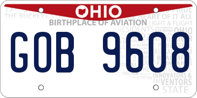 OH license plate GOB9608