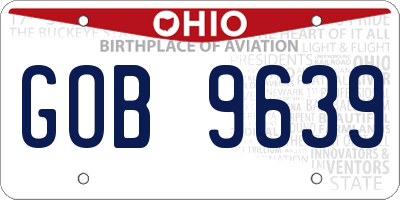 OH license plate GOB9639