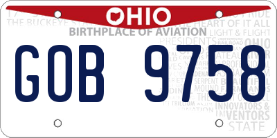 OH license plate GOB9758