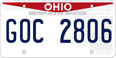 OH license plate GOC2806