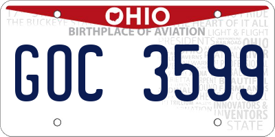 OH license plate GOC3599