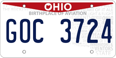 OH license plate GOC3724