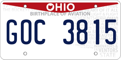 OH license plate GOC3815