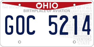 OH license plate GOC5214