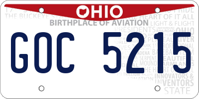 OH license plate GOC5215