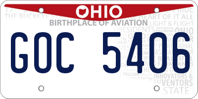 OH license plate GOC5406