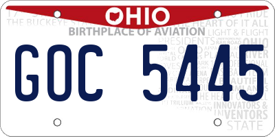OH license plate GOC5445