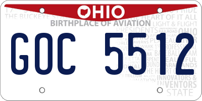 OH license plate GOC5512