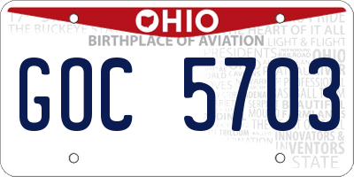 OH license plate GOC5703